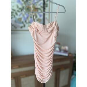 Superdown Tamzin Ruched Mini Dress in Light Pink/Nude Size XL